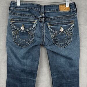 True Religion Joey Flare Jeans Womens Size 28‎ Denim Low Rise USA Made